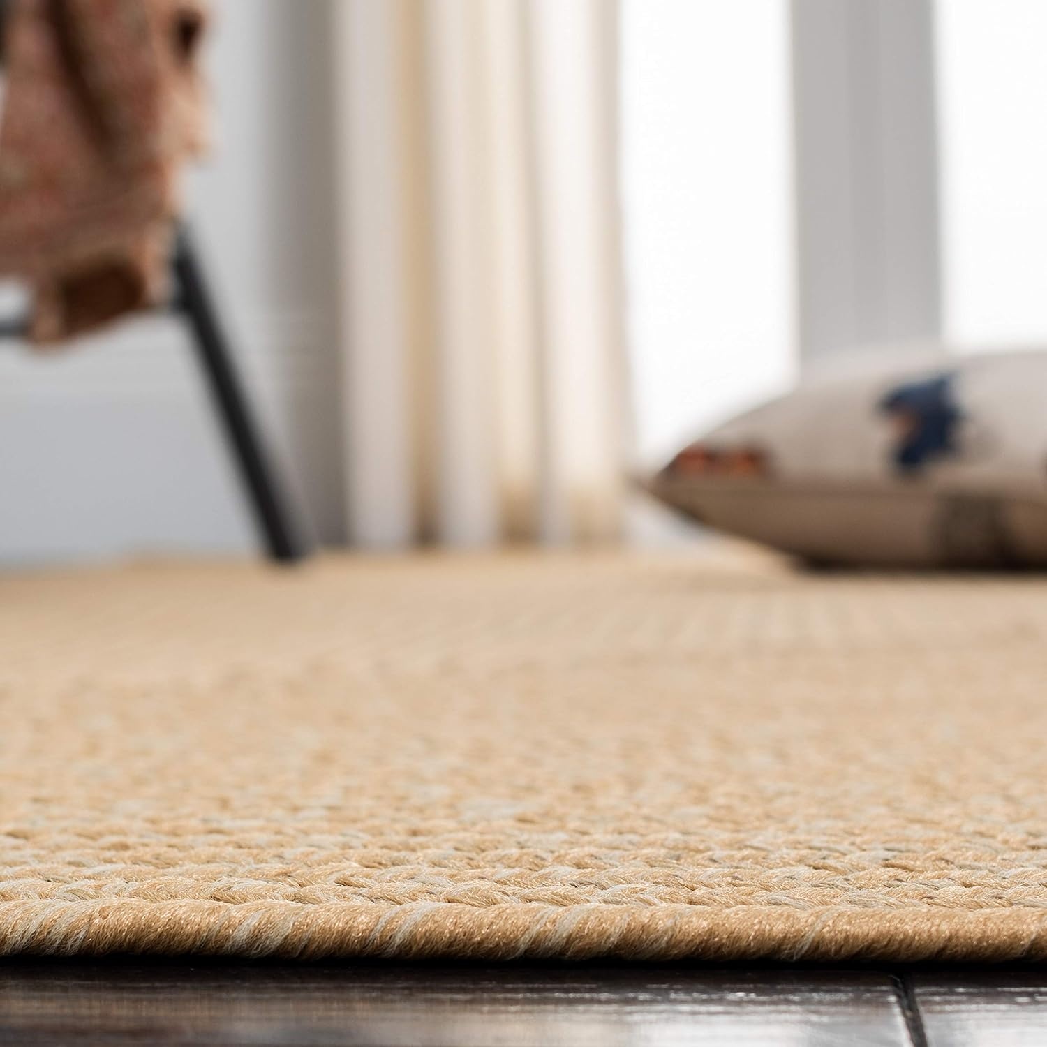 image:imageSAFAVIEH Washable Rug Outdoor Braided Collection 5 x 8 Oval Green Handmade amp Reversible NonShedding amp Easy to Clean Ideal for Patio Backyard Mudroom BRD315ABeigeTan
