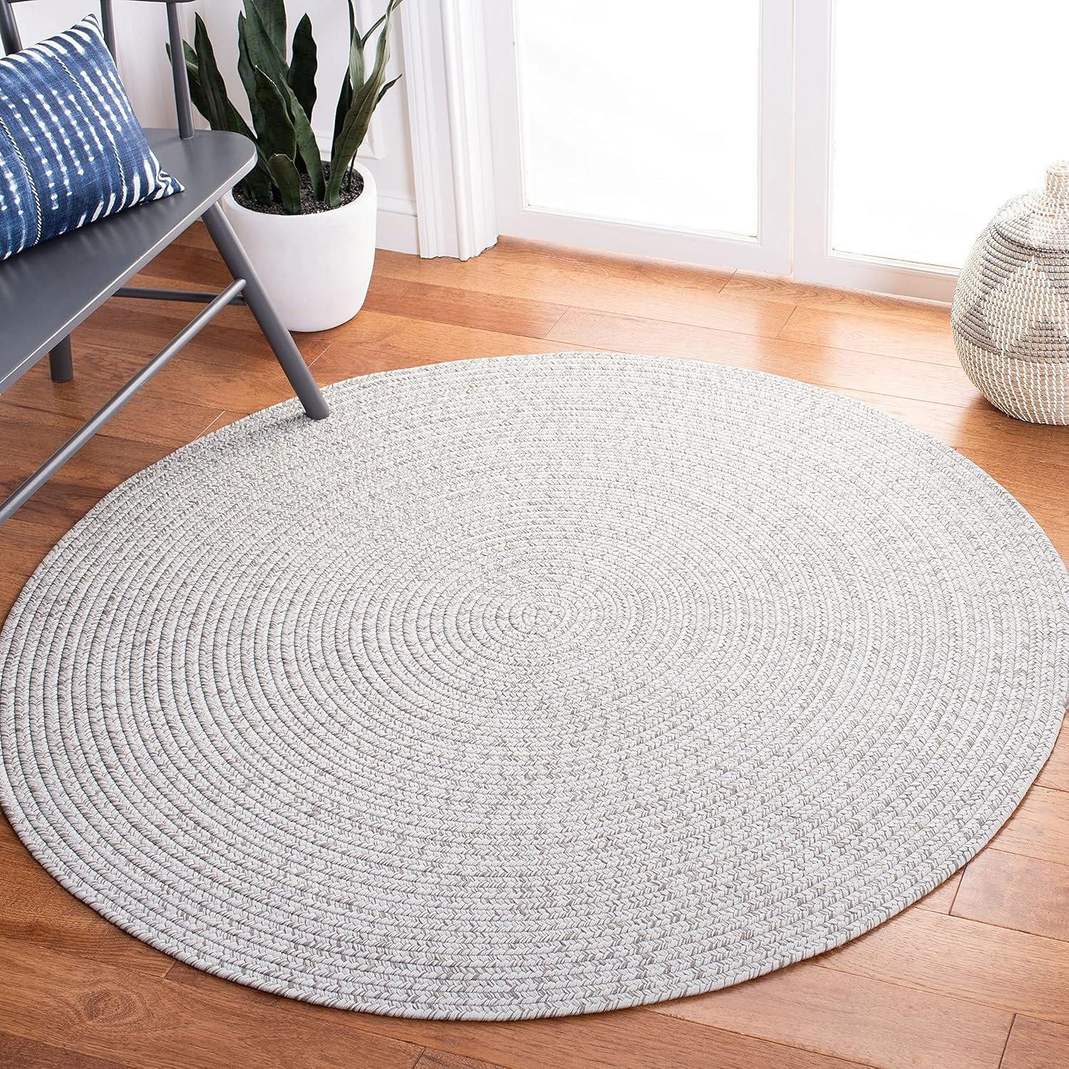 image:imageSAFAVIEH Washable Rug Outdoor Braided Collection 5 x 8 Oval Green Handmade amp Reversible NonShedding amp Easy to Clean Ideal for Patio Backyard Mudroom BRD315ASilverGrey