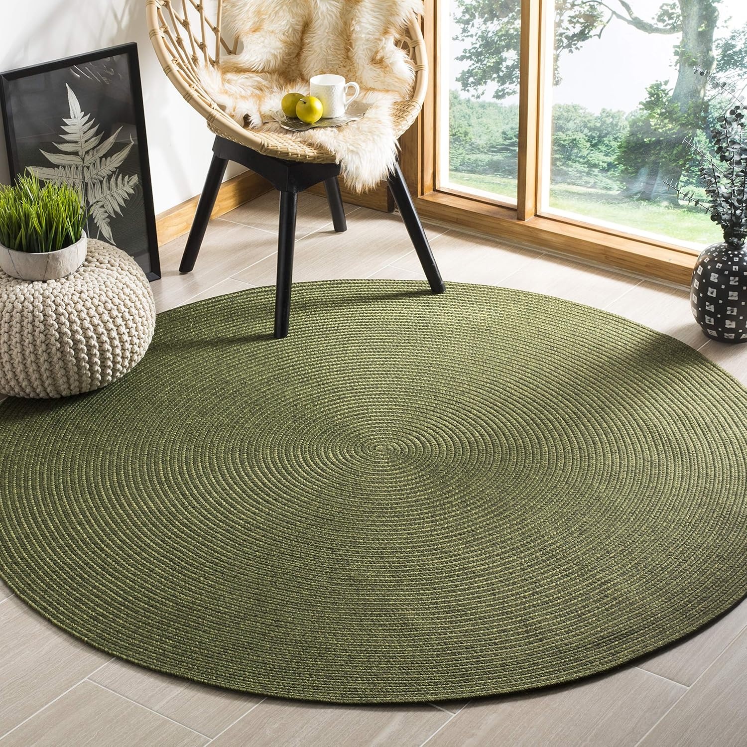 image:imageSAFAVIEH Washable Rug Outdoor Braided Collection 5 x 8 Oval Green Handmade amp Reversible NonShedding amp Easy to Clean Ideal for Patio Backyard Mudroom BRD315AGreen