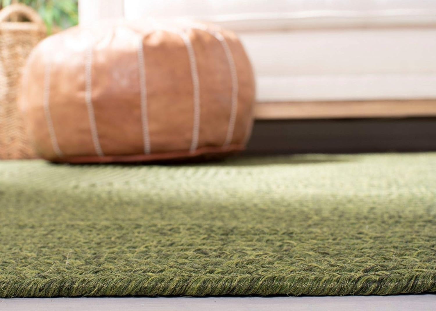 image:imageSAFAVIEH Washable Rug Outdoor Braided Collection 5 x 8 Oval Green Handmade amp Reversible NonShedding amp Easy to Clean Ideal for Patio Backyard Mudroom BRD315AGreen