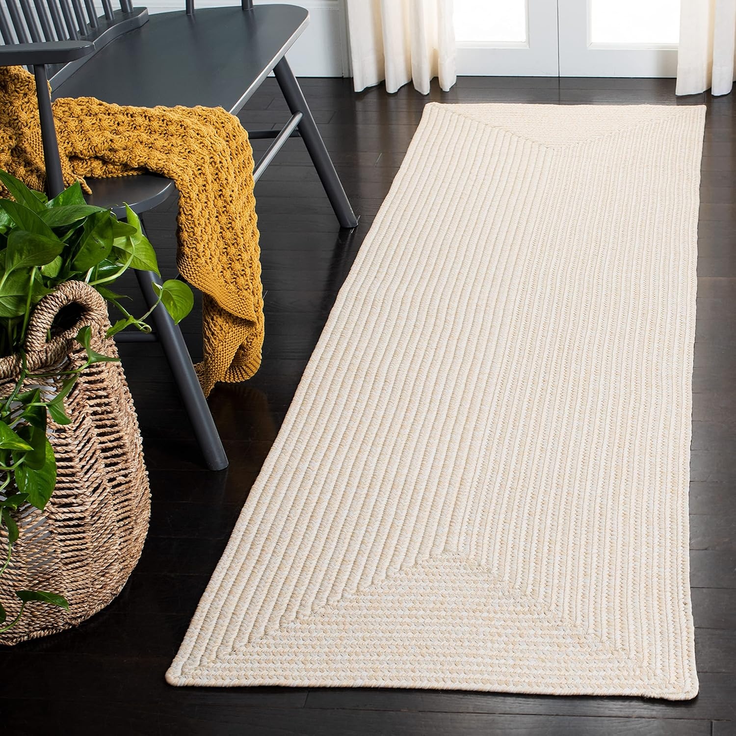 image:imageSAFAVIEH Washable Rug Outdoor Braided Collection 5 x 8 Oval Green Handmade amp Reversible NonShedding amp Easy to Clean Ideal for Patio Backyard Mudroom BRD315AIvoryBeige