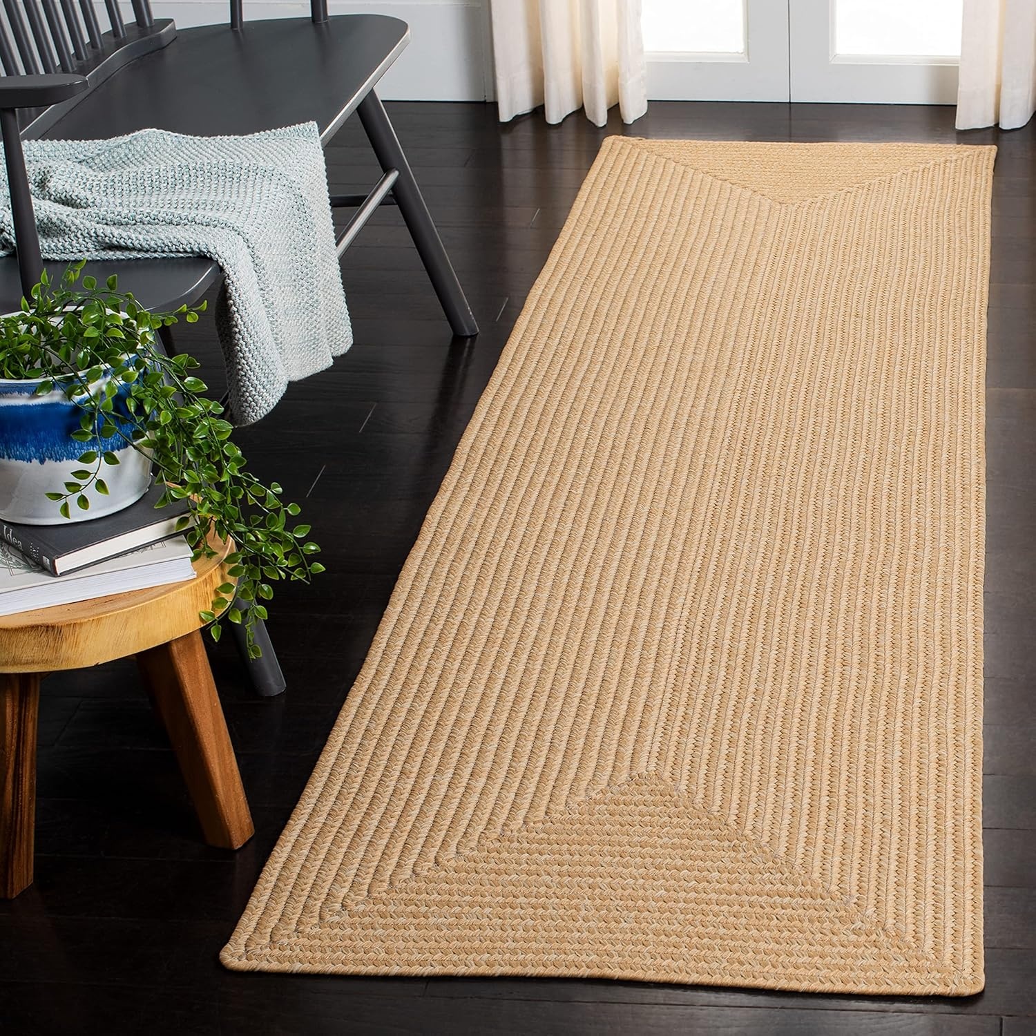 image:imageSAFAVIEH Washable Rug Outdoor Braided Collection 5 x 8 Oval Green Handmade amp Reversible NonShedding amp Easy to Clean Ideal for Patio Backyard Mudroom BRD315ABeigeTan