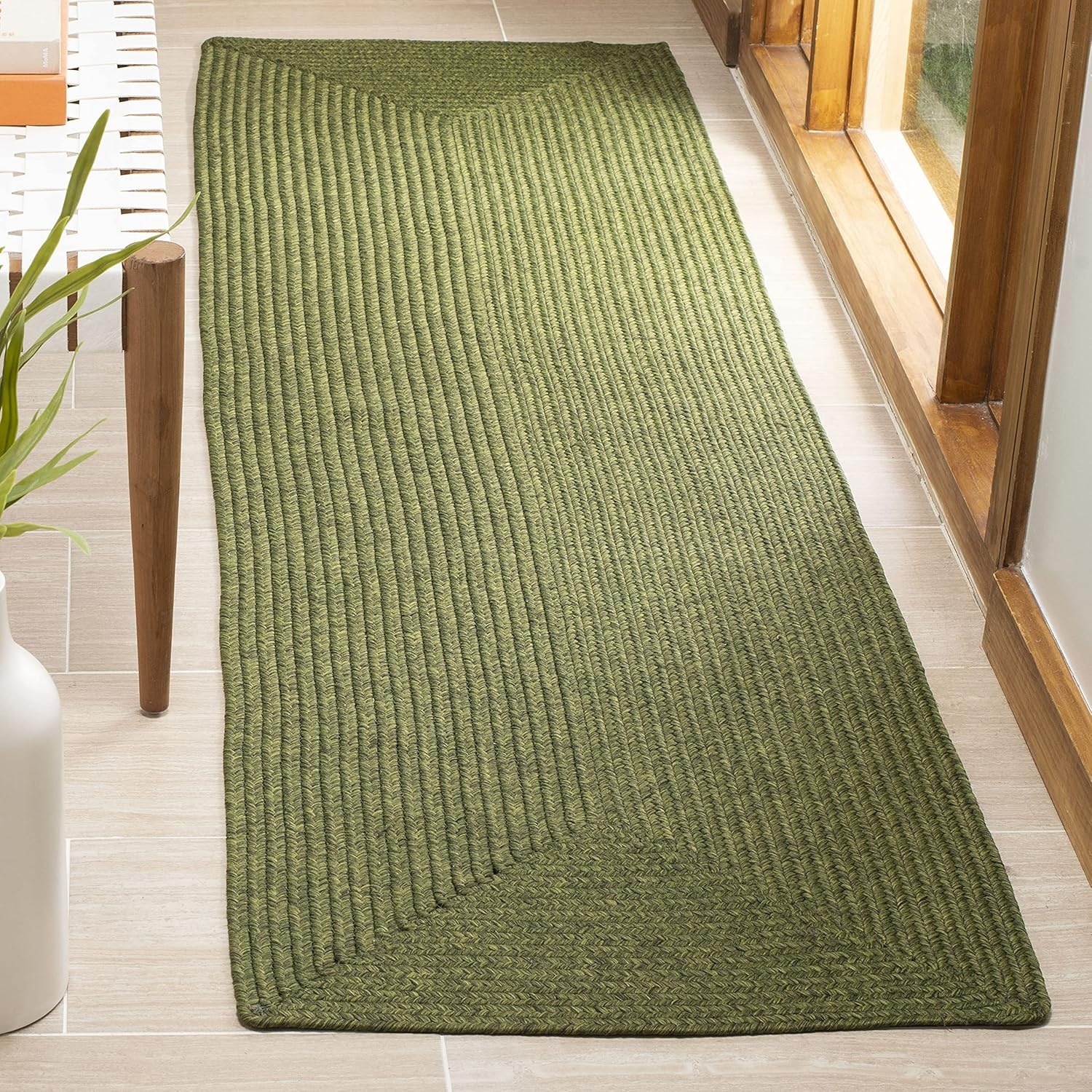 image:imageSAFAVIEH Washable Rug Outdoor Braided Collection 5 x 8 Oval Green Handmade amp Reversible NonShedding amp Easy to Clean Ideal for Patio Backyard Mudroom BRD315AGreen