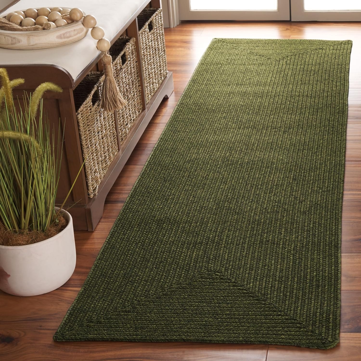 image:imageSAFAVIEH Washable Rug Outdoor Braided Collection 5 x 8 Oval Green Handmade amp Reversible NonShedding amp Easy to Clean Ideal for Patio Backyard Mudroom BRD315AGreen