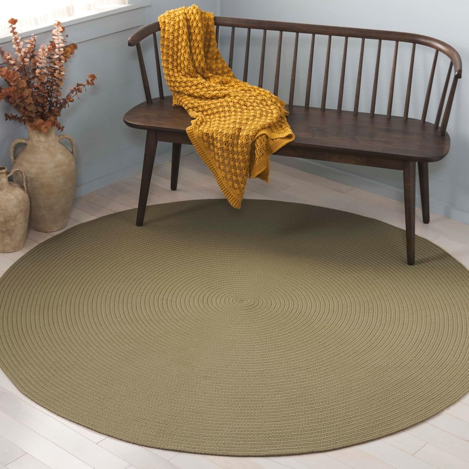 image:imageSAFAVIEH Washable Rug Outdoor Braided Collection 5 x 8 Oval Green Handmade amp Reversible NonShedding amp Easy to Clean Ideal for Patio Backyard Mudroom BRD315ASage