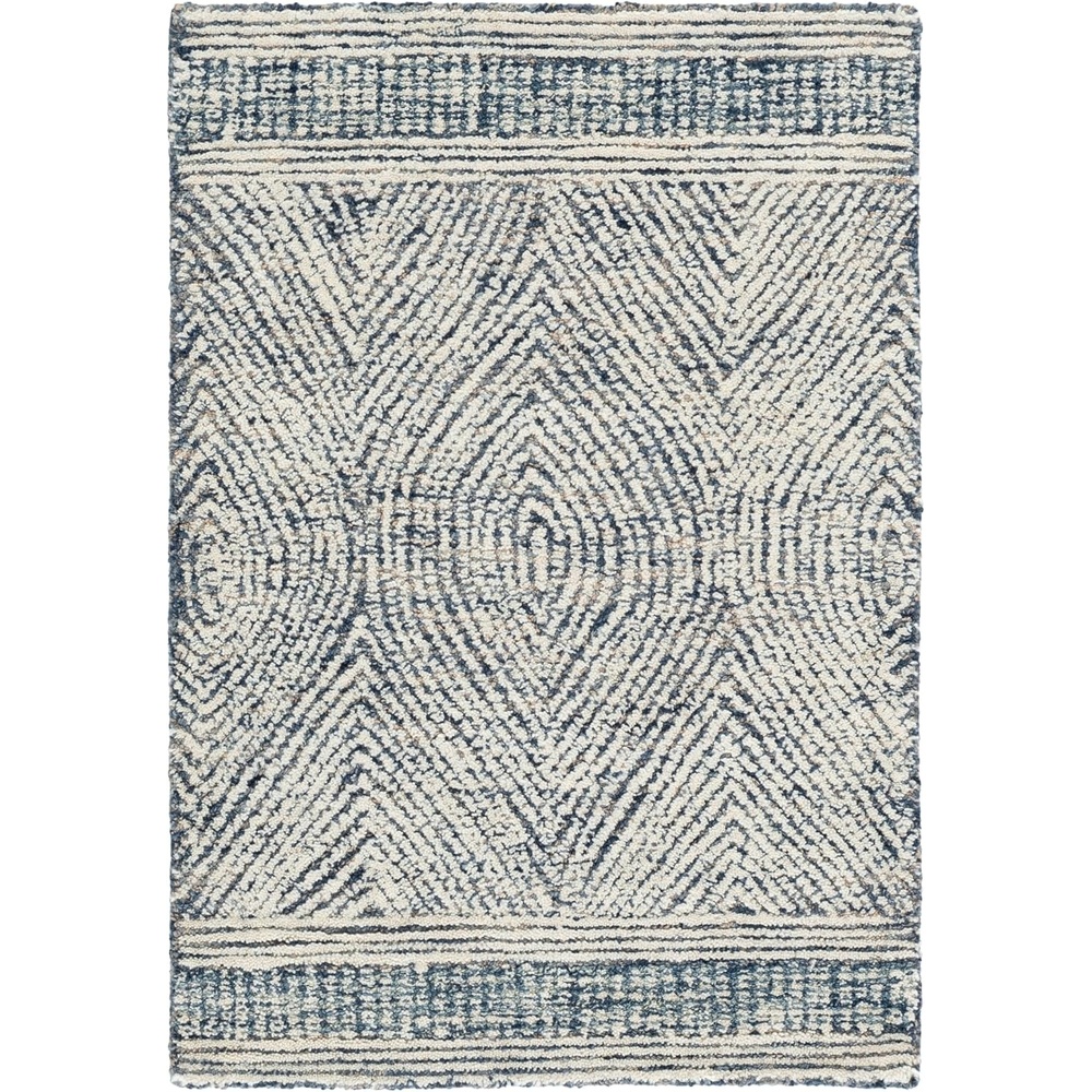 image:imageSAFAVIEH Abstract Collection Area Rug 10 Square Ivory amp Charcoal Handmade Wool Ideal for High Traffic Areas in Living Room Bedroom ABT340HIvoryNavy