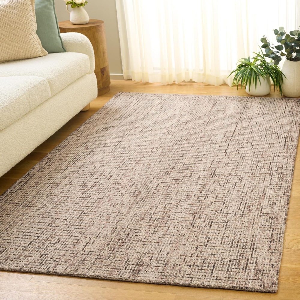 image:imageSAFAVIEH Area Rug 8x10 Abstract Collection Large Light Grey amp Ivory Handmade Wool Ideal for Living Room Bedroom Office Dining Space ABT468FBeigeBrown