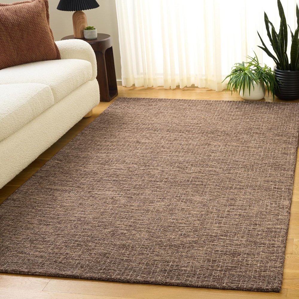 image:imageSAFAVIEH Area Rug 8x10 Abstract Collection Large Light Grey amp Ivory Handmade Wool Ideal for Living Room Bedroom Office Dining Space ABT468FBrownBeige