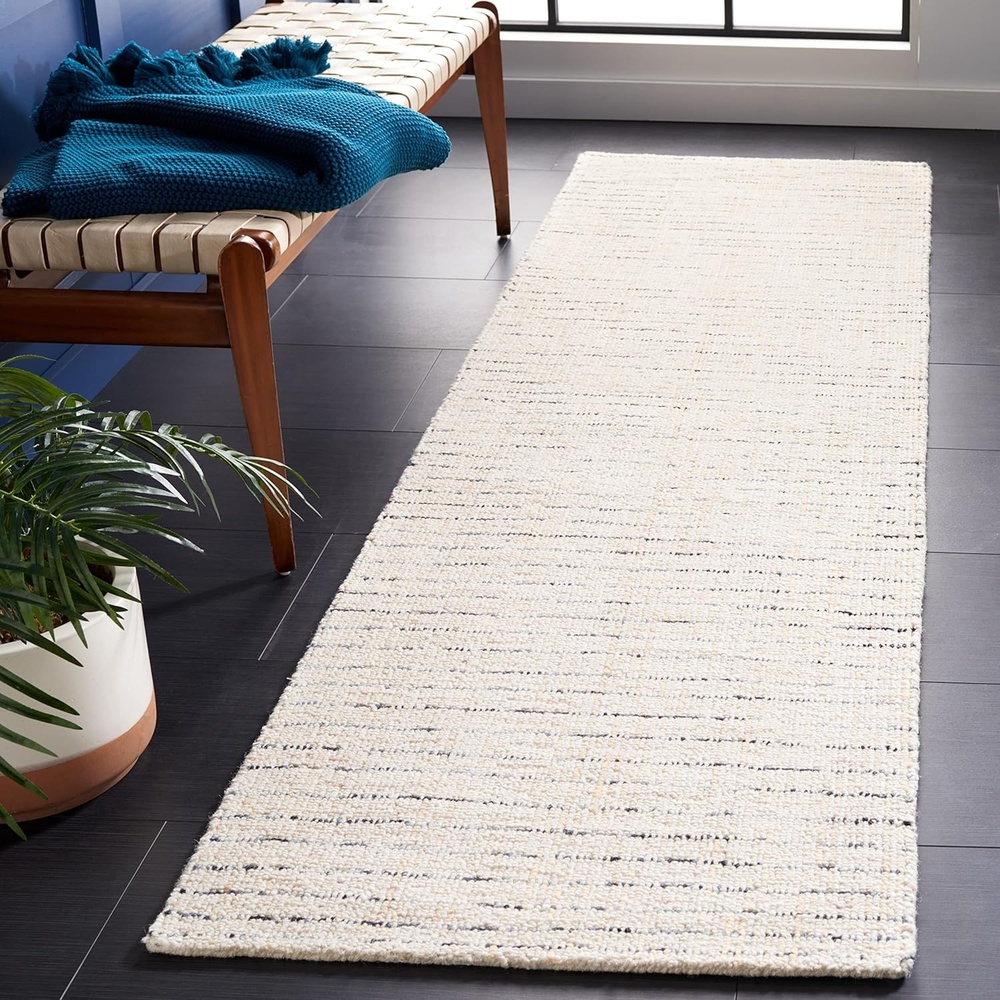 image:imageSAFAVIEH Area Rug 8x10 Abstract Collection Large Light Grey amp Ivory Handmade Wool Ideal for Living Room Bedroom Office Dining Space ABT468FIvoryBlue