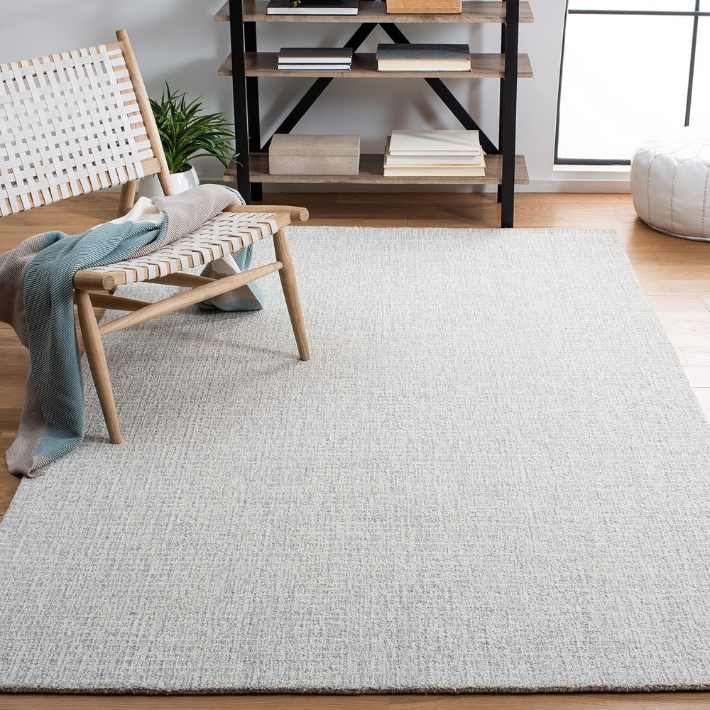 image:imageSAFAVIEH Area Rug 8x10 Abstract Collection Large Light Grey amp Ivory Handmade Wool Ideal for Living Room Bedroom Office Dining Space ABT468FLight GreyIvory