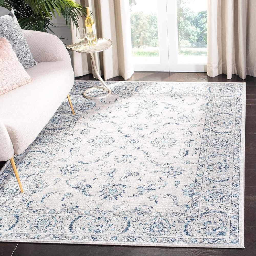 image:imageSAFAVIEH Area Rug 8x10 Brentwood Collection Large Light Grey amp Blue Oriental Floral Scroll Design NonShedding amp Easy Cleaning Ideal for Living Room Bedroom Office Dining Space BNT854GLight Grey Blue