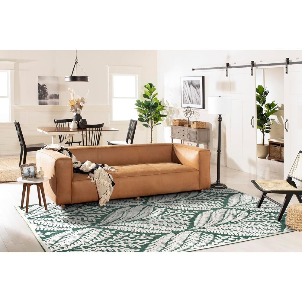 image:imageSAFAVIEH Area Rug 8x10 Capri Collection Large Ivory amp Blue Handmade Wool Ideal for Living Room Bedroom Office Dining Space CPR208ADark GreenIvory