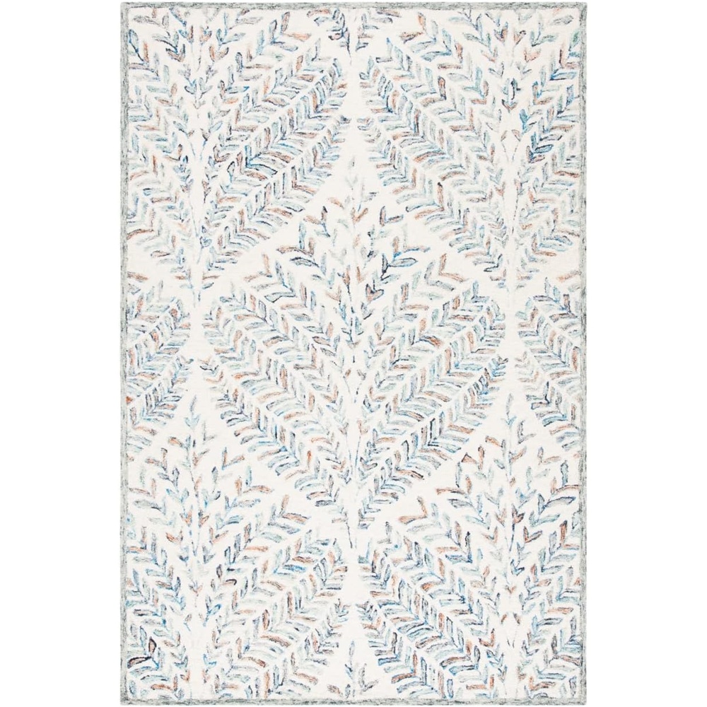 image:imageSAFAVIEH Area Rug 8x10 Capri Collection Large Ivory amp Blue Handmade Wool Ideal for Living Room Bedroom Office Dining Space CPR208AIvoryBlue