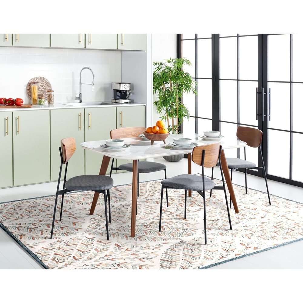 image:imageSAFAVIEH Area Rug 8x10  Capri Collection  Large  Ivory amp Blue Handmade Wool Ideal for Living Room Bedroom Office Dining Space CPR208AIvoryGreen