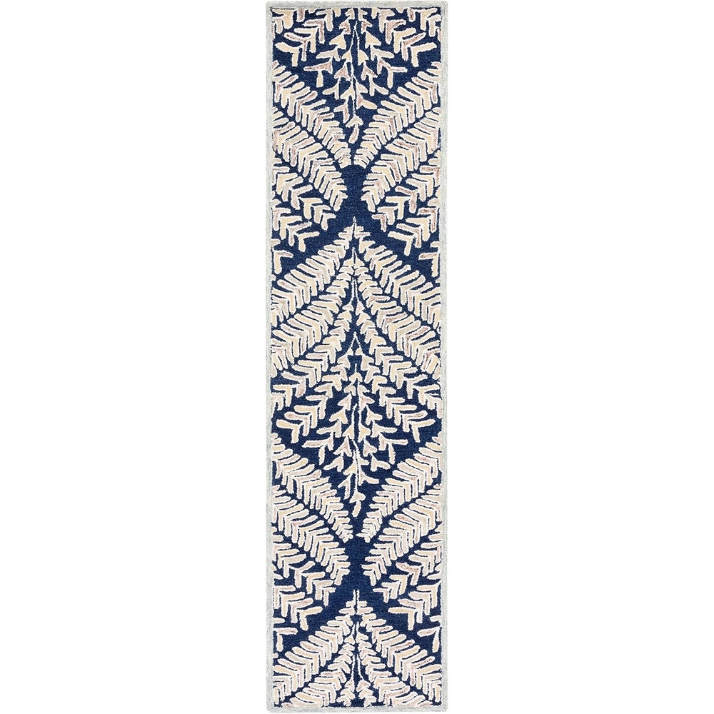 image:imageSAFAVIEH Area Rug 8x10 Capri Collection Large Ivory amp Blue Handmade Wool Ideal for Living Room Bedroom Office Dining Space CPR208ANavyIvory