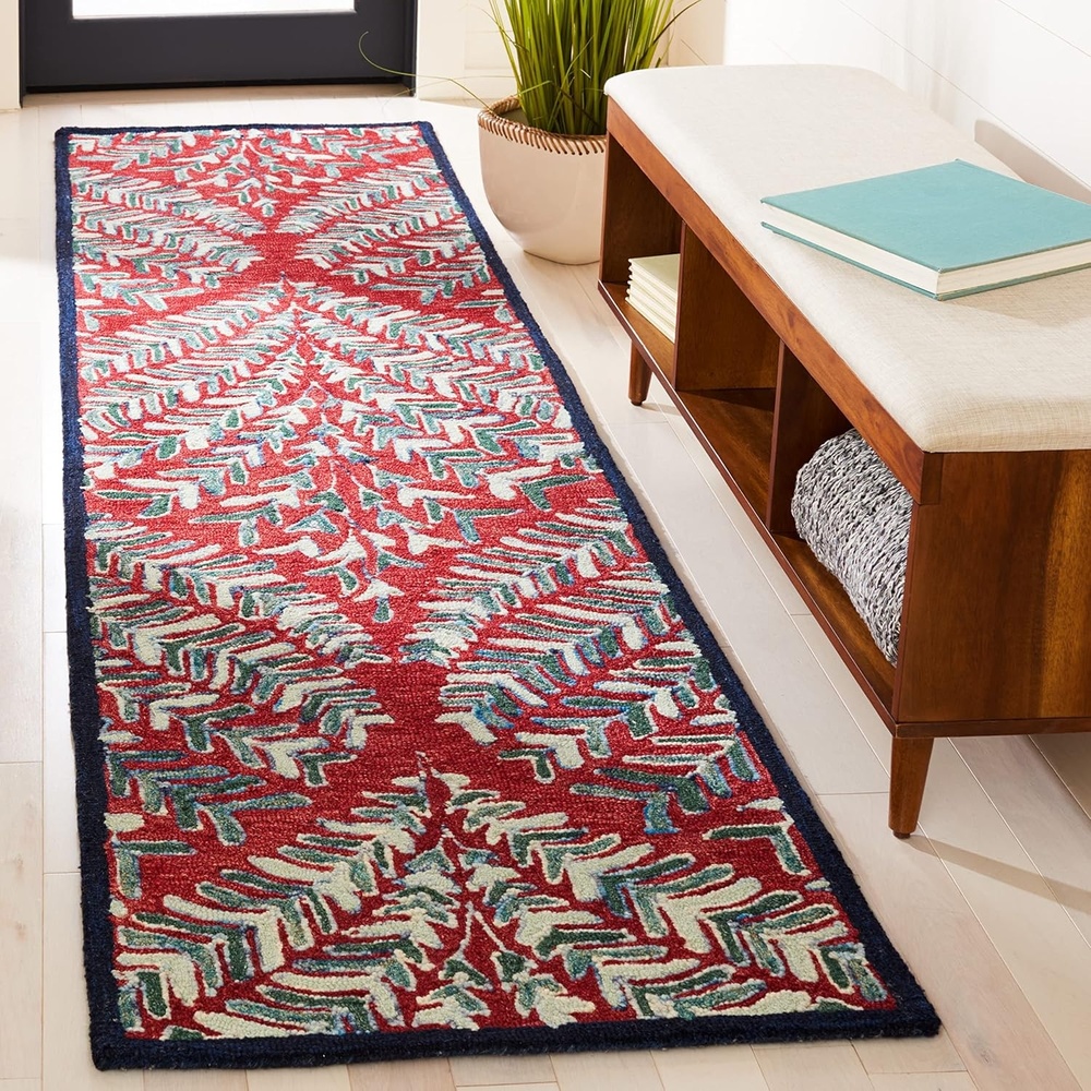 image:imageSAFAVIEH Area Rug 8x10 Capri Collection Large Ivory amp Blue Handmade Wool Ideal for Living Room Bedroom Office Dining Space CPR208ARedGreen