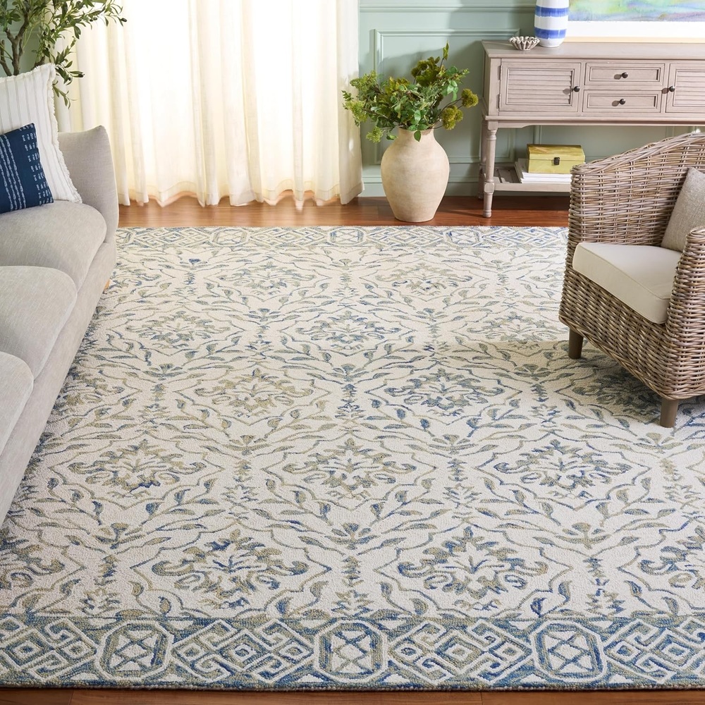 image:imageSAFAVIEH Area Rug 8x10 Dip Dye Collection Large Light Blue amp Ivory Handmade Wool Ideal for Living Room Bedroom Office Dining Space DDY901L