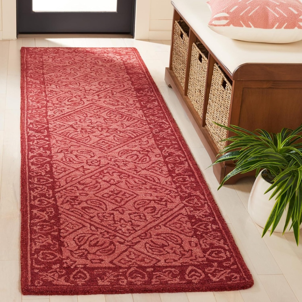 image:imageSAFAVIEH Area Rug 8x10 Dip Dye Collection Large Navy Blue Handmade Wool Ideal for Living Room Bedroom Office Dining Space DDY151NRed