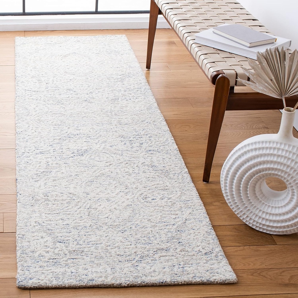 image:imageSAFAVIEH Area Rug 8x10 Metro Collection Large Natural amp Ivory Handmade Wool Ideal for Living Room Bedroom Dining Space MET998ALight Blue Ivory