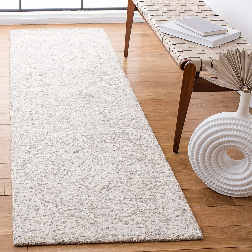 image:imageSAFAVIEH Area Rug 8x10 Metro Collection Large Natural amp Ivory Handmade Wool Ideal for Living Room Bedroom Dining Space MET998ANaturalIvory