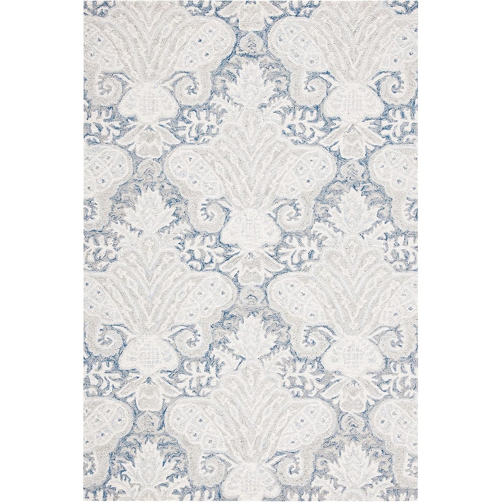 image:imageSAFAVIEH Area Rug 8x10  MicroLoop Collection  Large  Beige Handmade Wool Ideal for Living Room Bedroom Office Dining Space MLP539BBlueIvory
