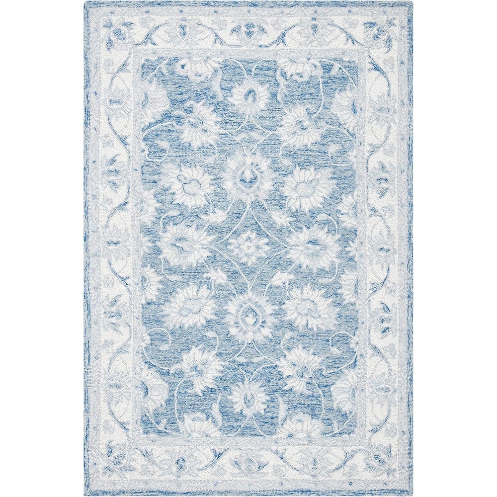 image:imageSAFAVIEH Area Rug 8x10 MicroLoop Collection Large Light Blue amp Ivory Handmade Wool Ideal for Living Room Bedroom Office Dining Space MLP536LBlueIvory