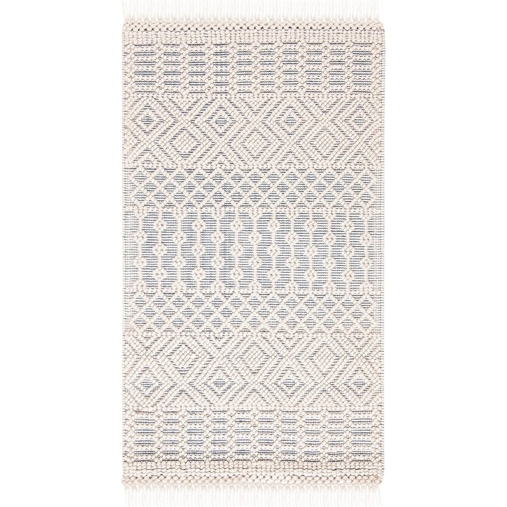 image:imageSAFAVIEH Area Rug 8x10 Natura Collection Large Ivory Handmade Wool Moroccan Boho Fringe Design Ideal for Living Room Bedroom Dining Space NAT852BIvoryGrey