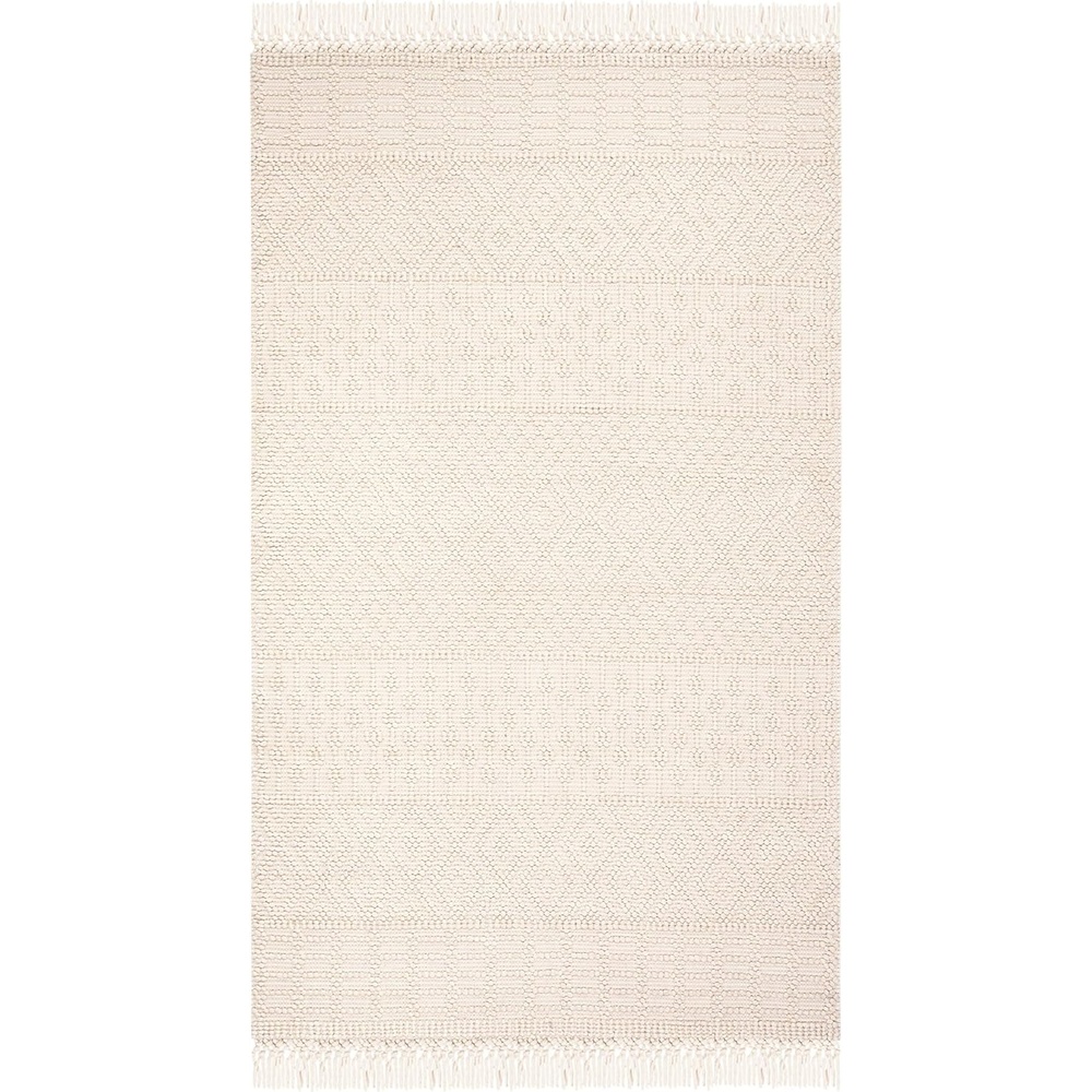image:imageSAFAVIEH Area Rug 8x10 Natura Collection Large Ivory Handmade Wool Moroccan Boho Fringe Design Ideal for Living Room Bedroom Dining Space NAT852BIvory