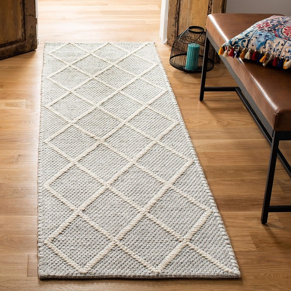 image:imageSAFAVIEH Area Rug 8x10 Natura Collection Large Ivory amp Ivory Handmade Wool amp Viscose Ideal for Living Room Bedroom Dining Space NAT310ASilverIvory