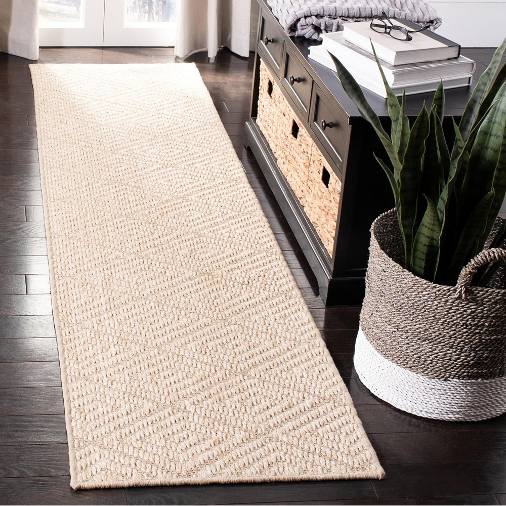 image:imageSAFAVIEH Area Rug 8x10 Palm Beach Collection Large Beige amp Beige Sisal Jacquard Weave Ideal for Living Room Bedroom Office Dining Space PAB360ABeige