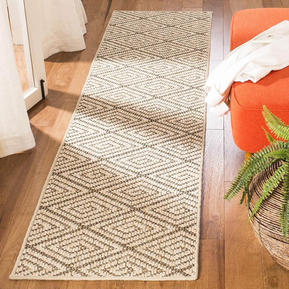 image:imageSAFAVIEH Area Rug 8x10 Palm Beach Collection Large Beige amp Beige Sisal Jacquard Weave Ideal for Living Room Bedroom Office Dining Space PAB360ABeigeBrown