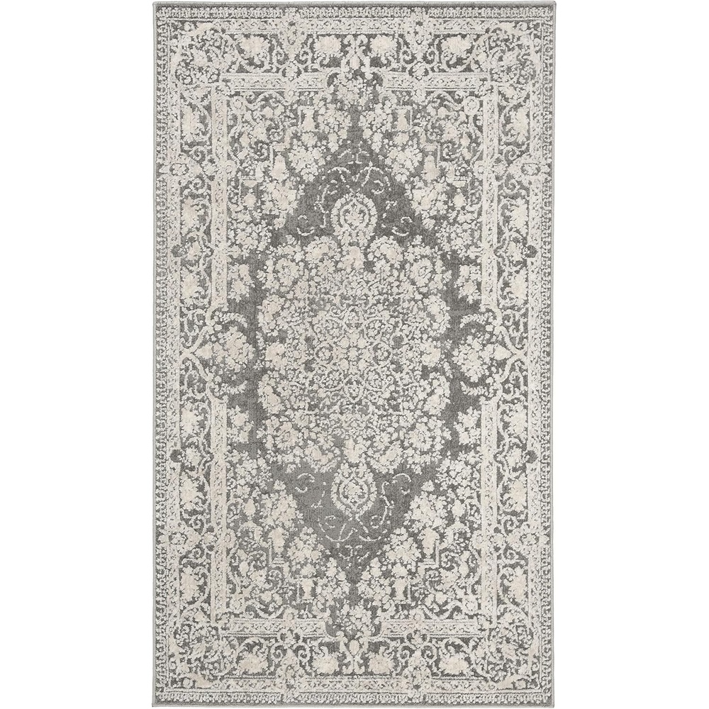 image:imageSAFAVIEH Area Rug 8x10  Reflection Collection  Large  Cream amp Ivory NonShedding amp Easy Cleaning Ideal for Living Room Bedroom Dining Space RFT664DDark GreyCream