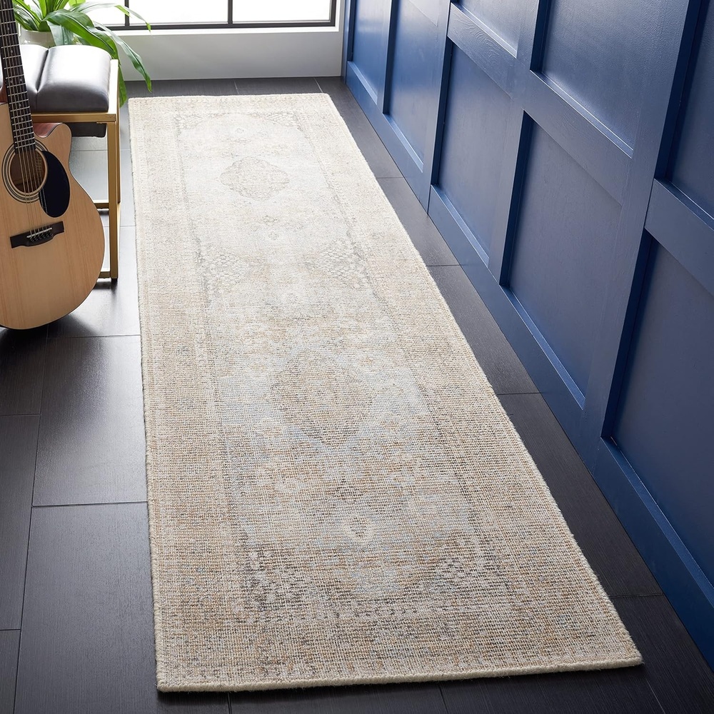 image:imageSAFAVIEH Area Rug 8x10 Restoration Vintage Collection Large Beige amp Sand Handmade Wool amp Viscose Ideal for Living Room Bedroom Office Dining Space RVT703BBeigeSand
