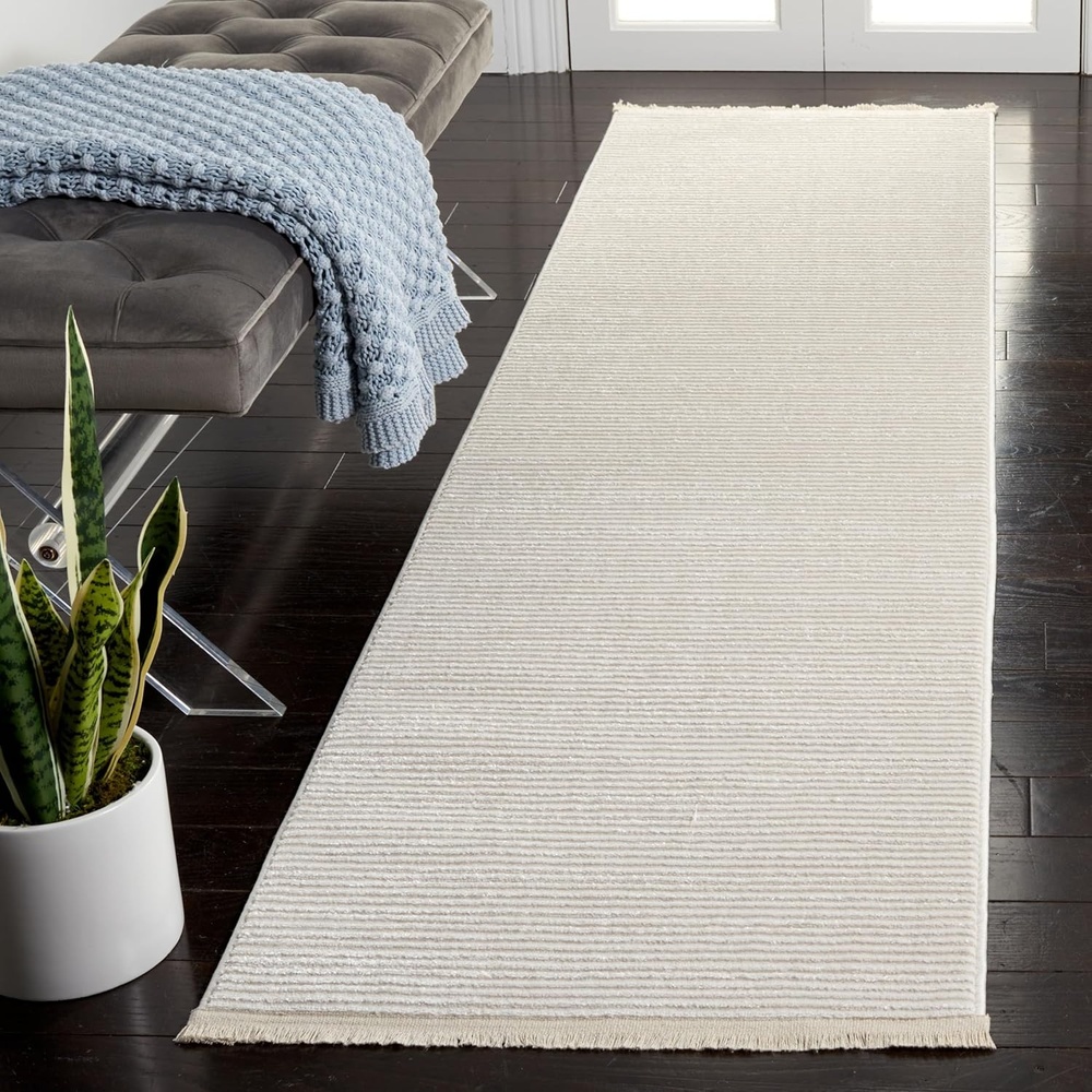 image:imageSAFAVIEH Area Rug 8x10 Whisper Collection Large Ivory amp Ivory Stripe Design NonShedding amp Easy Cleaning Ideal for Living Room Bedroom Office Dining Space WHS565AIvory