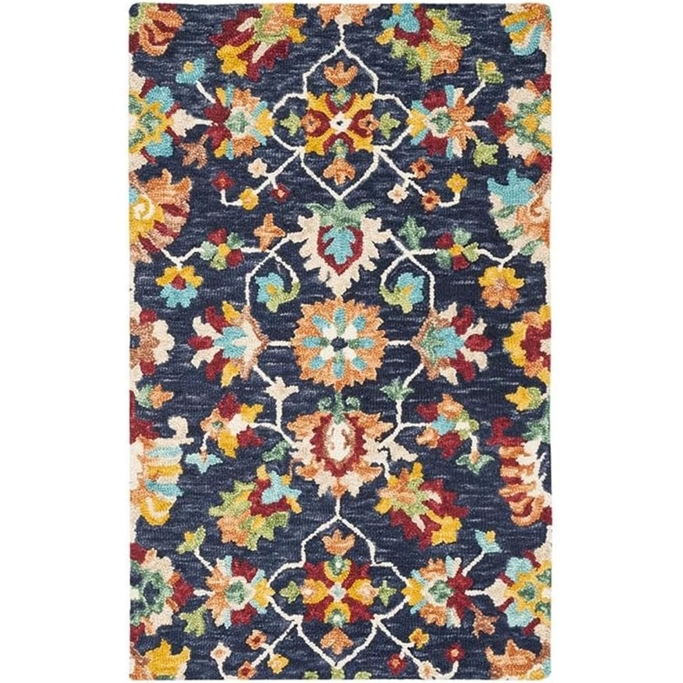 image:imageSAFAVIEH Aspen Collection 8 x 10 NavyRed APN510N Handmade Boho Wool Area RugNavyRed