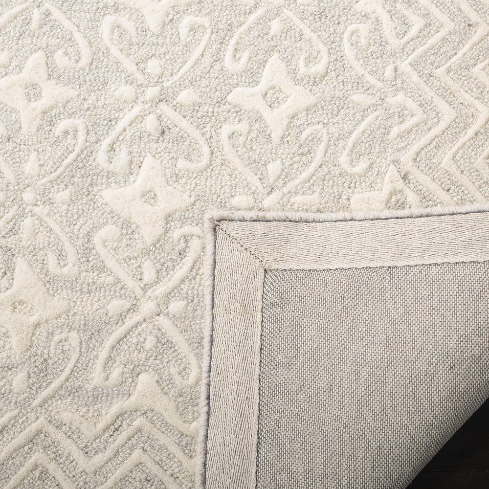 image:imageSAFAVIEH Blossom Collection 8 x 10 GreyIvory BLM114F Handmade Premium Wool Area RugGreyIvory