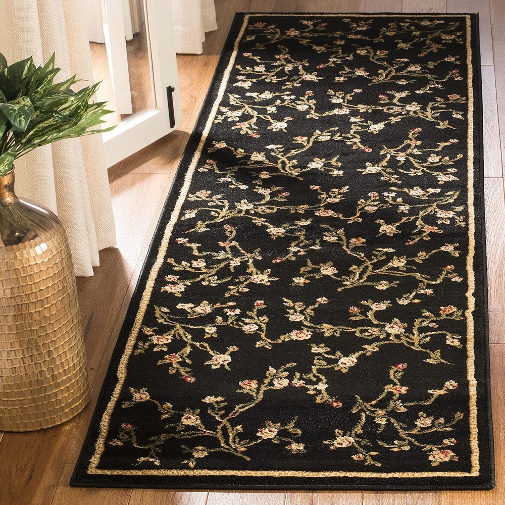 image:imageSAFAVIEH Lyndhurst Collection Area Rug 8 Round Black Traditional Floral Design NonShedding amp Easy Care Ideal for High Traffic Areas in Living Room Bedroom LNH220ABlack