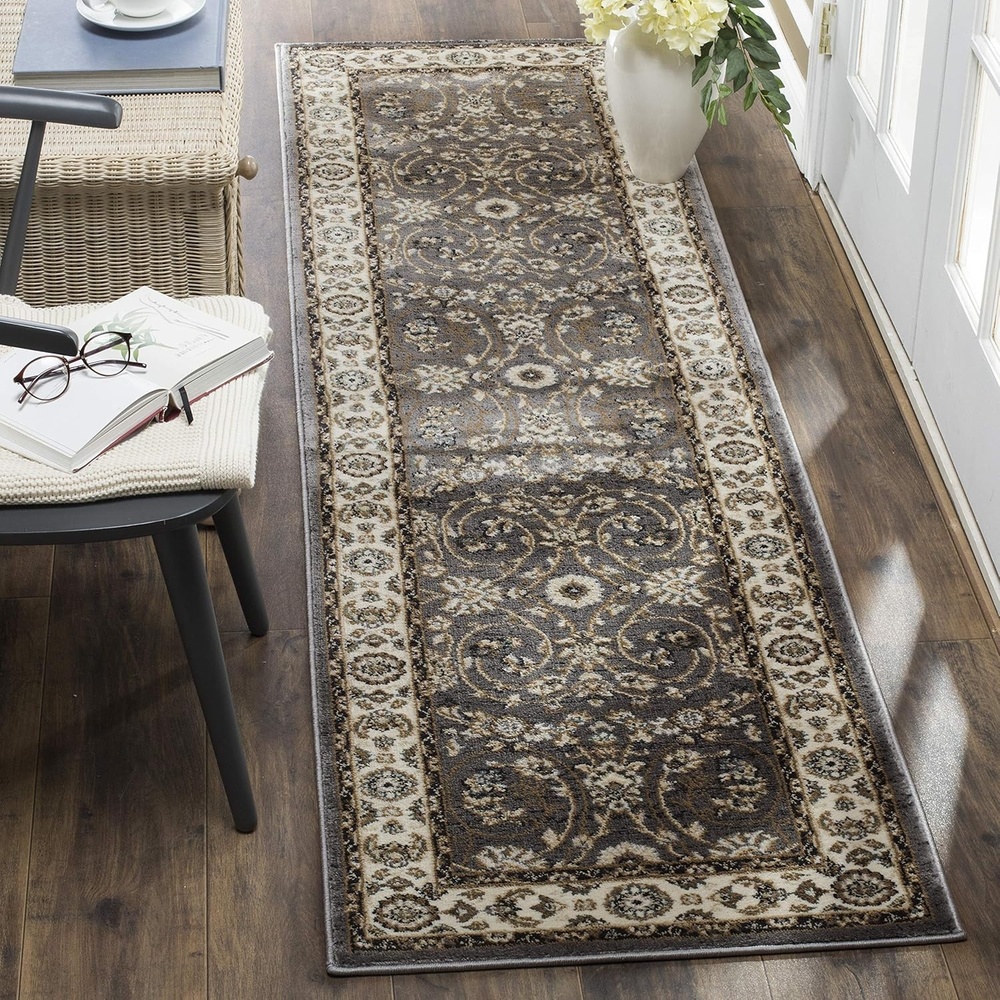 image:imageSAFAVIEH Lyndhurst Collection Area Rug  8 x 10 Anthracite amp Cream Traditional Oriental Design NonShedding amp Easy Care Ideal for High Traffic Areas in Living Room Bedroom LNH340DGreyCream