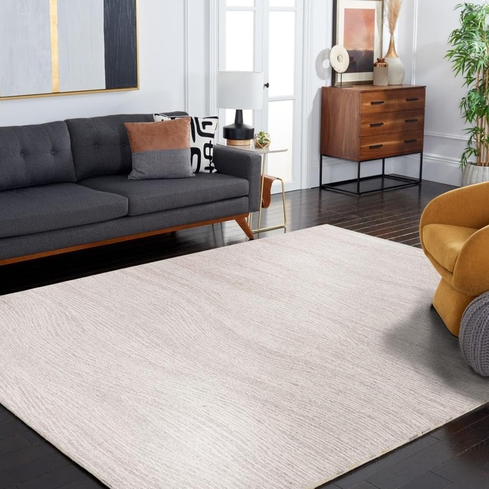 image:imageSAFAVIEH Metro Collection 8 x 10 NaturalIvory MET995A Handmade Premium Wool Living Room Dining Bedroom Area RugNaturalIvory