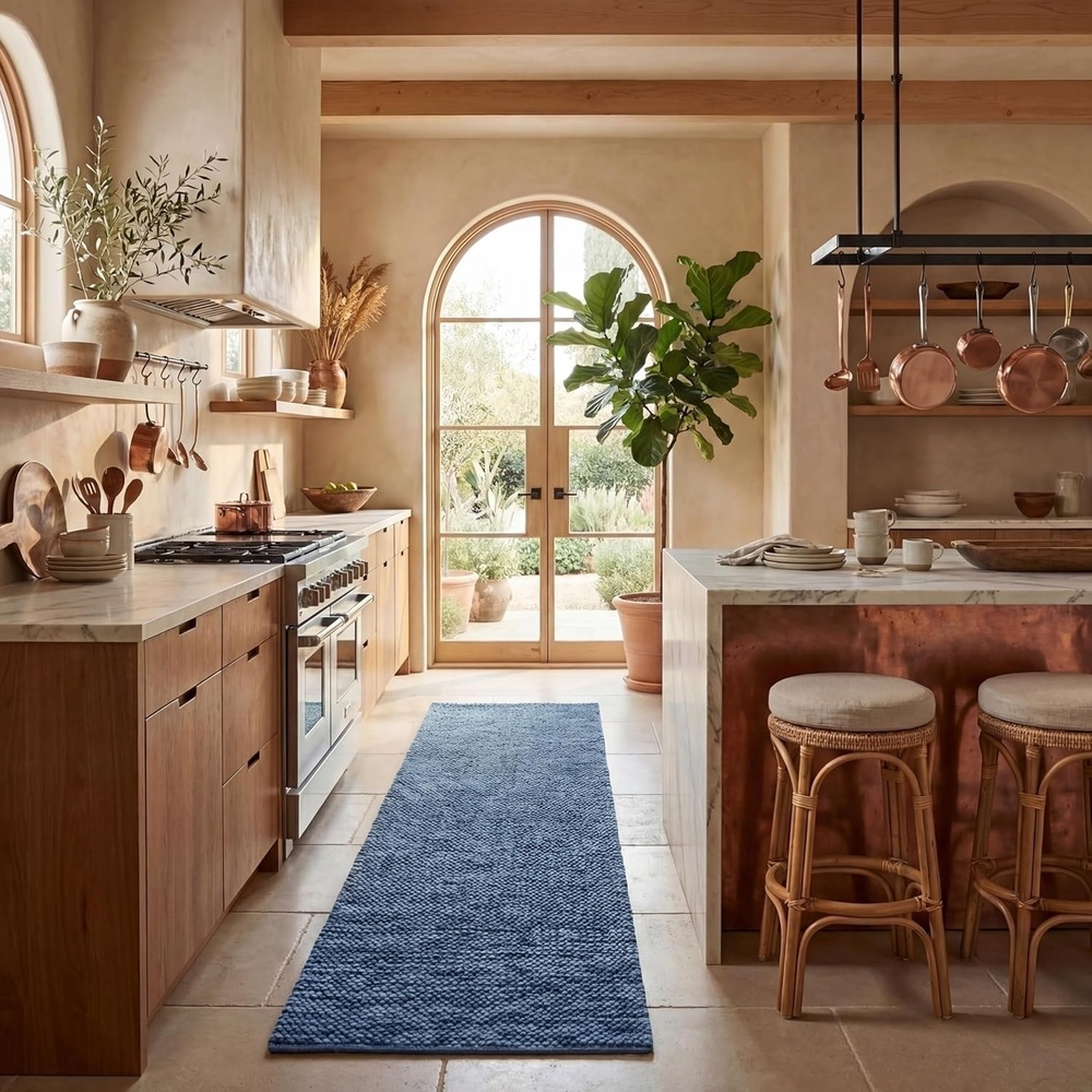 image:imageSAFAVIEH Natura Collection Area Rug 8 Square Beige amp Ivory Handmade Wool Blend Textured Design Ideal for Living Room Bedroom Dining Space NAT425BNavyBlue