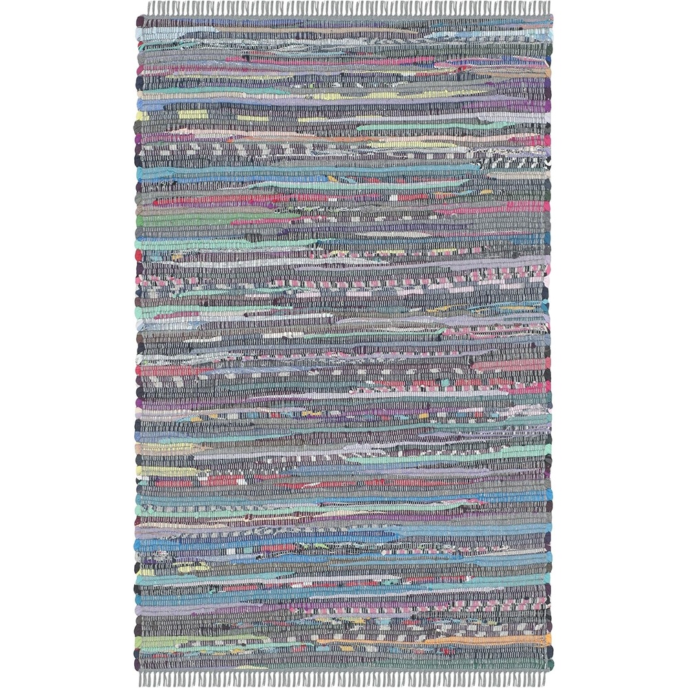 image:imageSAFAVIEH Rag Rug Collection Area Rug 8 x 10 Ivory amp Multi Handmade Boho Stripe Cotton Ideal for High Traffic Areas in Living Room Bedroom RAR121GAquaMulti