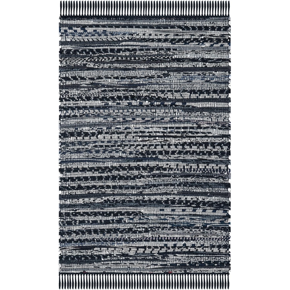 image:imageSAFAVIEH Rag Rug Collection Area Rug 8 x 10 Ivory amp Multi Handmade Boho Stripe Cotton Ideal for High Traffic Areas in Living Room Bedroom RAR121GBlack