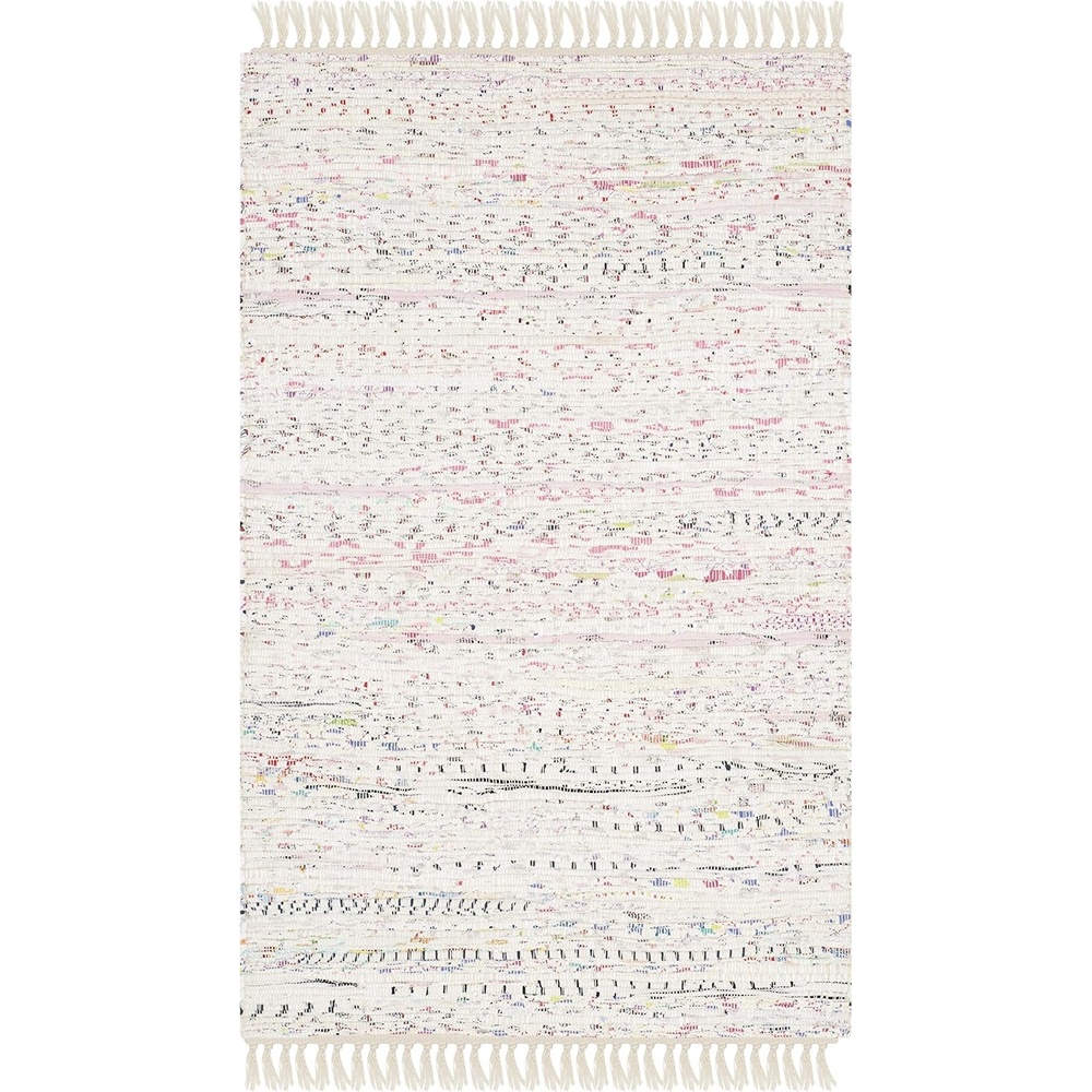 image:imageSAFAVIEH Rag Rug Collection Area Rug 8 x 10 Ivory amp Multi Handmade Boho Stripe Cotton Ideal for High Traffic Areas in Living Room Bedroom RAR121GIvoryMulti