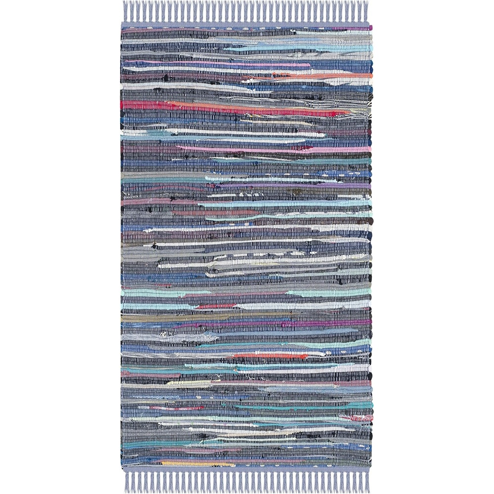 image:imageSAFAVIEH Rag Rug Collection Area Rug 8 x 10 Ivory amp Multi Handmade Boho Stripe Cotton Ideal for High Traffic Areas in Living Room Bedroom RAR121GPurpleMulti