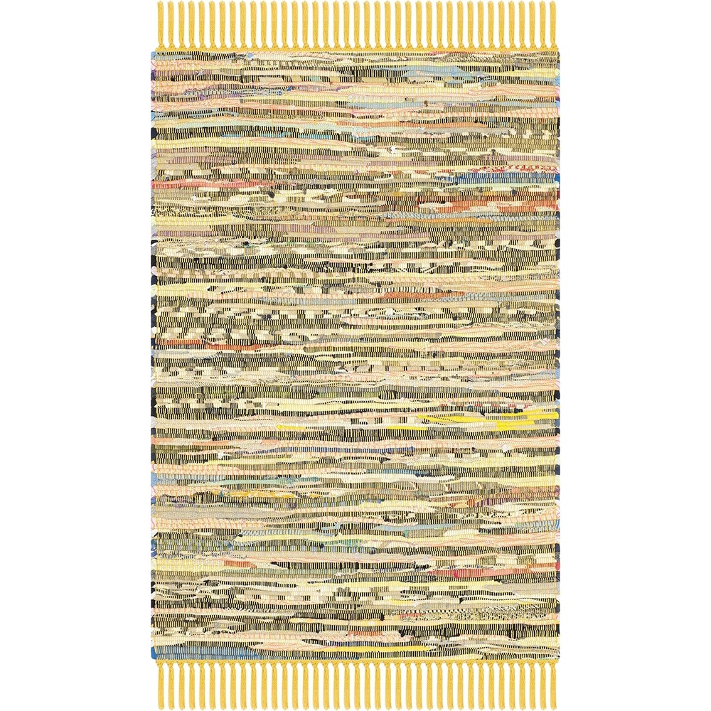 image:imageSAFAVIEH Rag Rug Collection Area Rug 8 x 10 Ivory amp Multi Handmade Boho Stripe Cotton Ideal for High Traffic Areas in Living Room Bedroom RAR121GYellowMulti