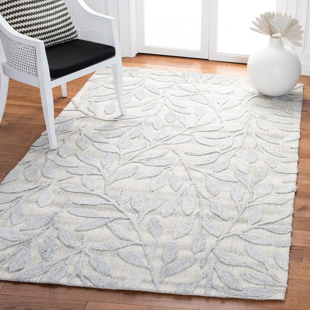 image:imageSAFAVIEH South Hampton Collection 8 x 10 Beige SHA302B Handmade Botanical Wool Area RugGrey