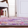SAFAVIEH Monaco Collection Area Rug – 8′ Round, Forest Green & Light Blue, Non-Shedding & Easy to Clean, Distressed Medallion Design, Ideal for Living Room, Bedroom, Dining Space (MNC243F)(Violet/Fuchsia)