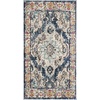 SAFAVIEH Monaco Collection Area Rug – 8′ Round, Forest Green & Light Blue, Non-Shedding & Easy to Clean, Distressed Medallion Design, Ideal for Living Room, Bedroom, Dining Space (MNC243F)(Navy/Light Blue)
