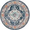 SAFAVIEH Monaco Collection Area Rug – 8′ Round, Forest Green & Light Blue, Non-Shedding & Easy to Clean, Distressed Medallion Design, Ideal for Living Room, Bedroom, Dining Space (MNC243F)(네이비/라이트 블루)