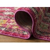 SAFAVIEH Monaco Collection Area Rug – 8′ Round, Forest Green & Light Blue, Non-Shedding & Easy to Clean, Distressed Medallion Design, Ideal for Living Room, Bedroom, Dining Space (MNC243F)(Pink/Multi)